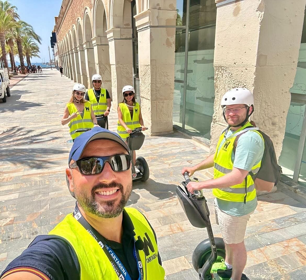Guide with a group of Segway guests in Cartagena's old town